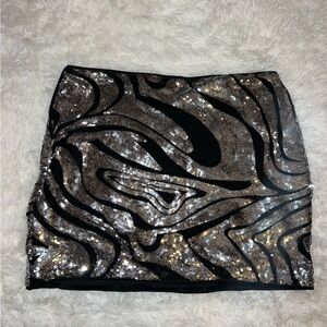 Sequin Black and Silver Mini Skirt